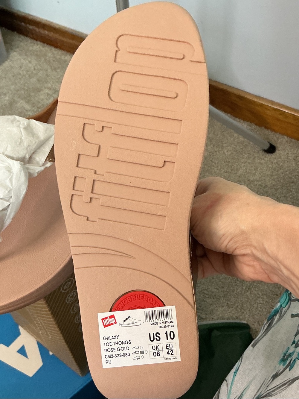 Women's FitFlop, Fino Beaded Button Sandal rose gold - Picture 2 of 3